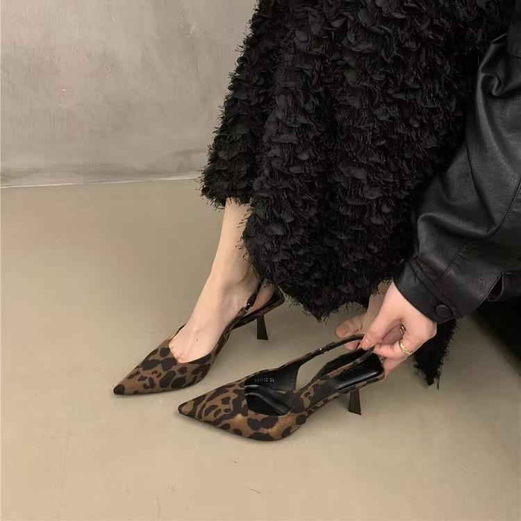 Pointed Toe Back Hollow Fine Heeled Fashion High Heels