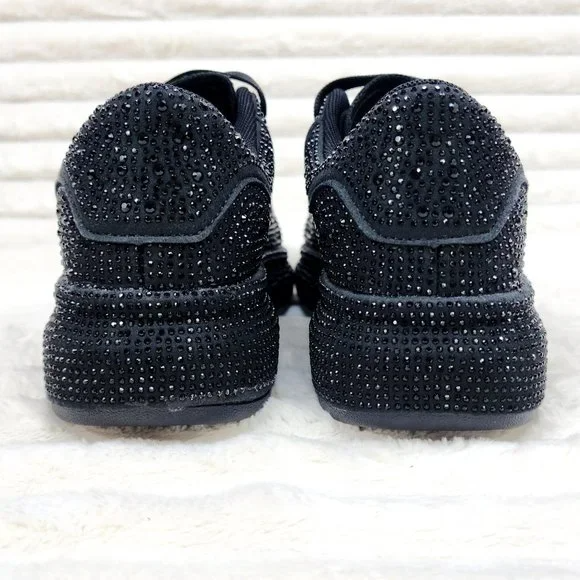Black Rhinestone Platform Sneakers