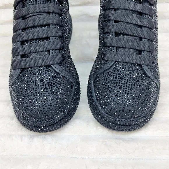 Black Rhinestone Platform Sneakers