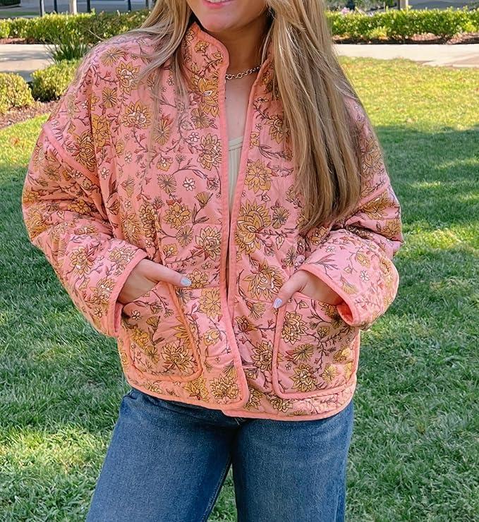 Lightweight Padded Floral PrintJacket Coat