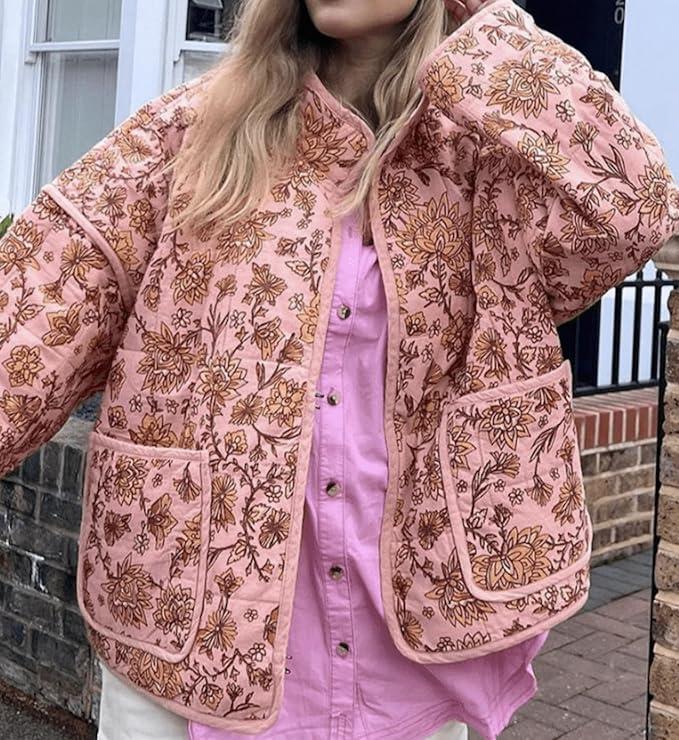 Lightweight Padded Floral PrintJacket Coat