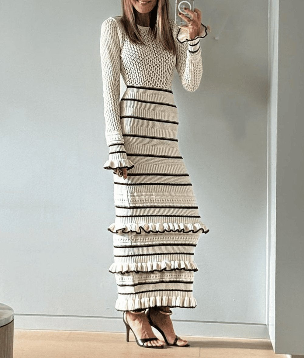 Ruffle Tight Knit Dress