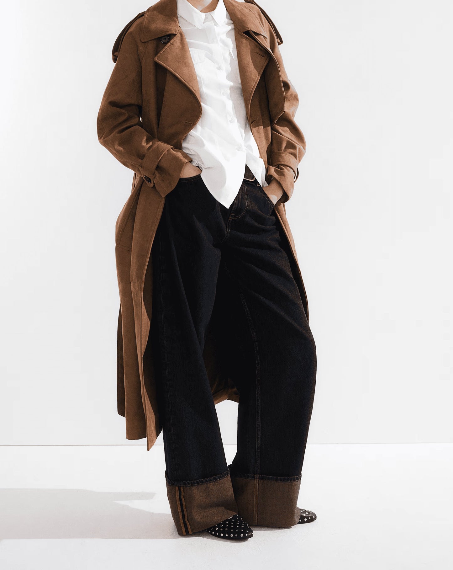 Double-breasted fashion trench coat