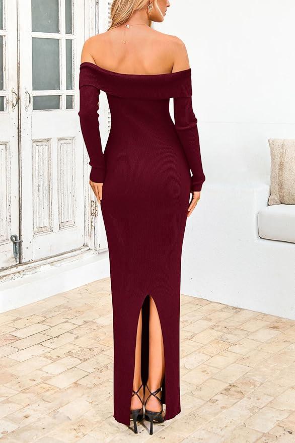 Long Sleeve Knit Strapless Dress