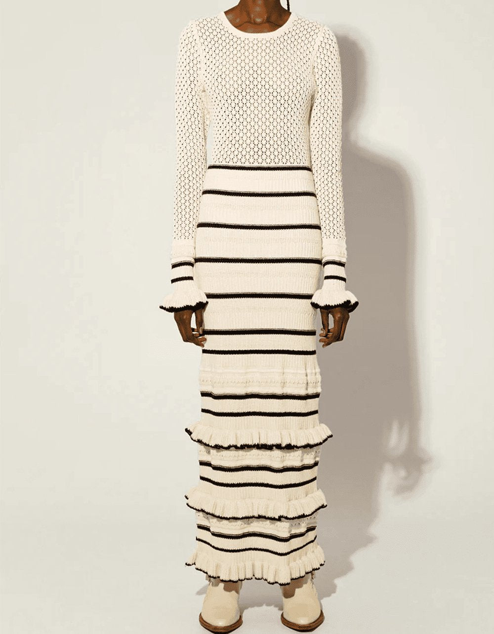 Ruffle Tight Knit Dress