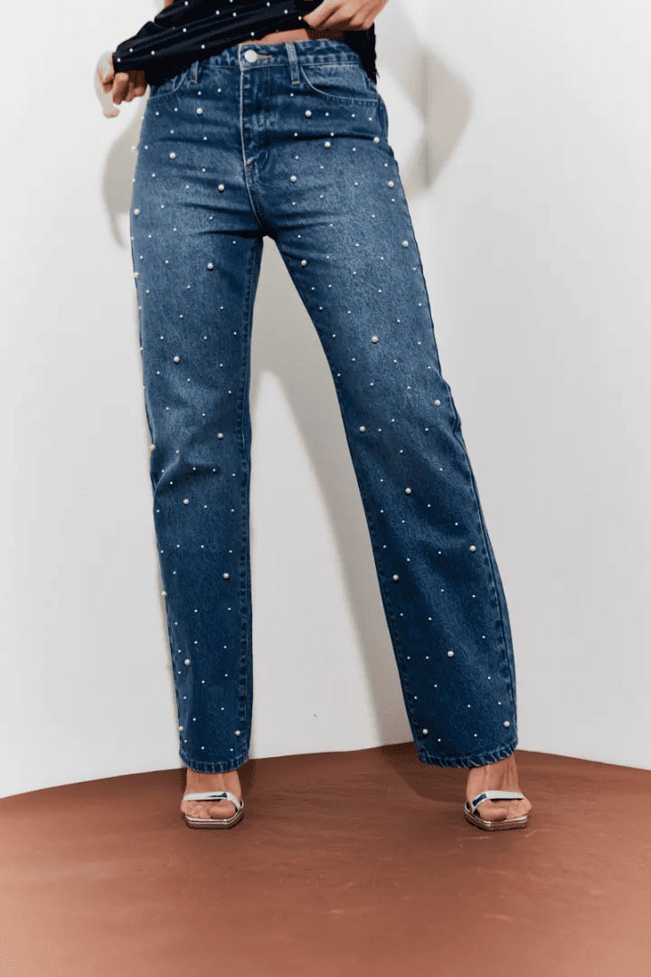 Blue Pearl Embellished Jeans