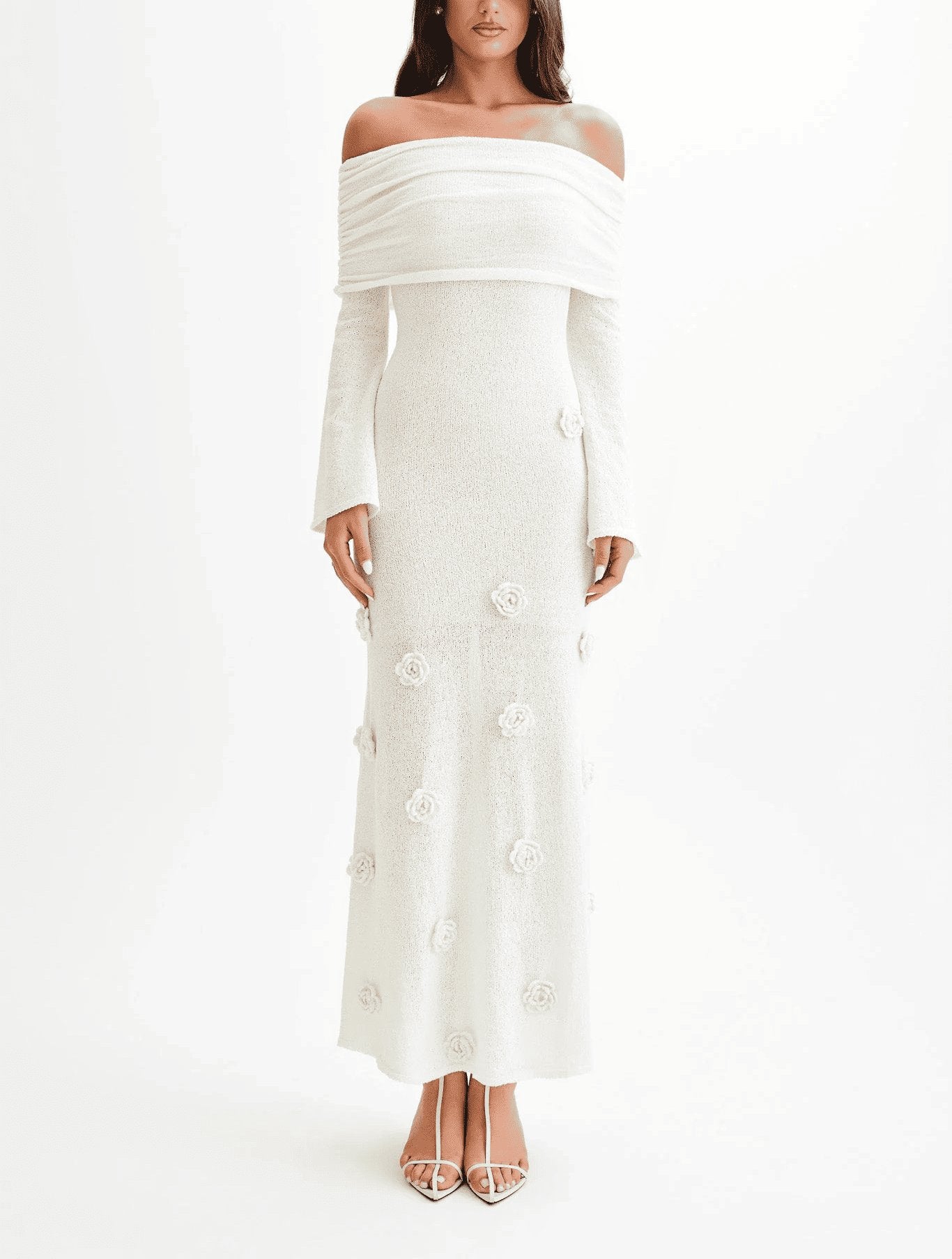 Off Shoulder Knit Rose Dress