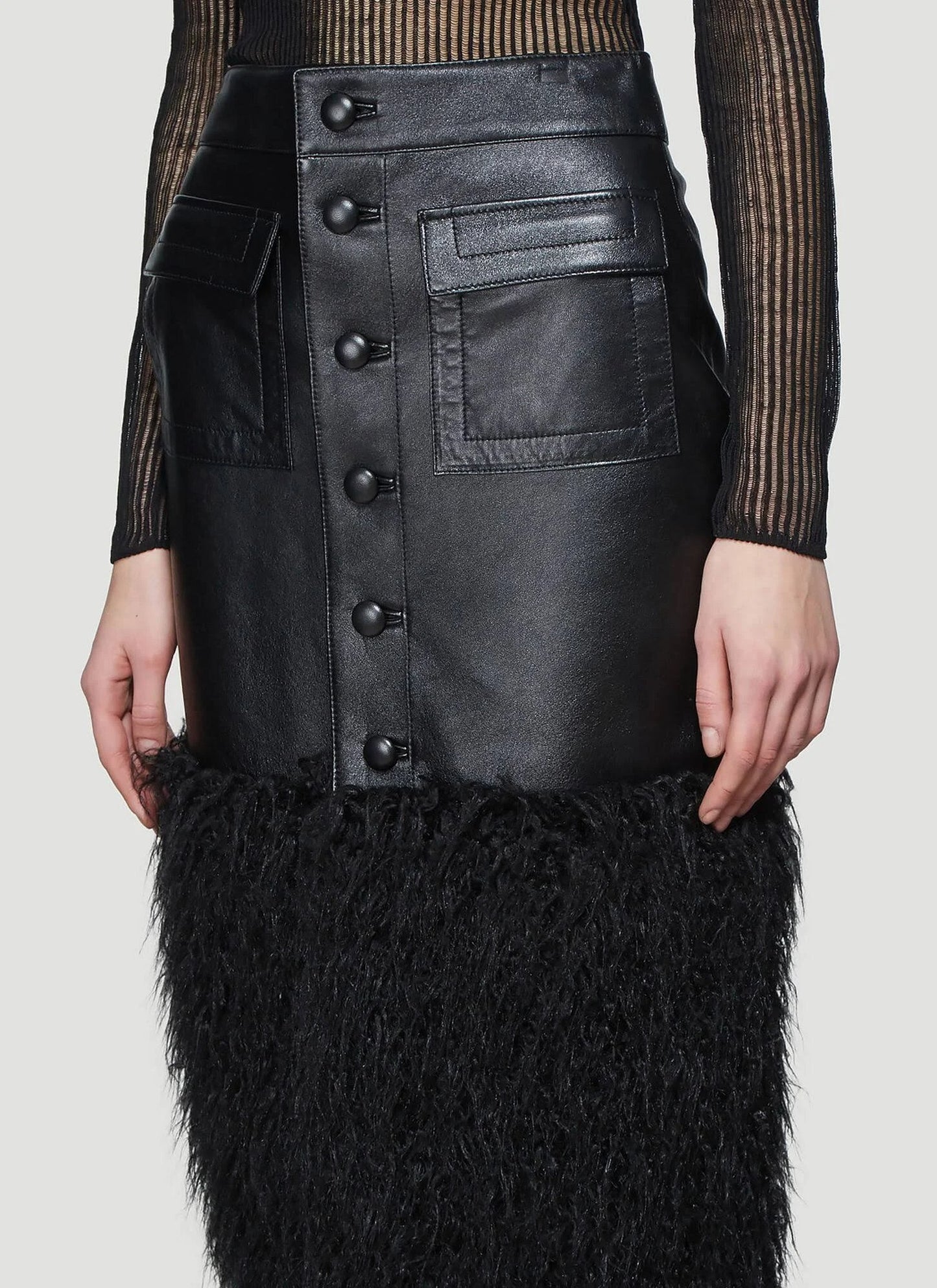 Faux Fur Trimmed Half Body Skirt
