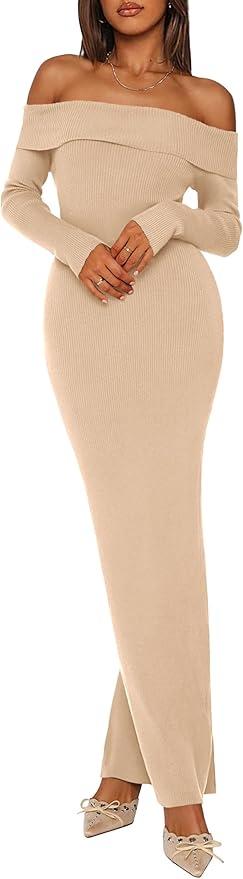 Long Sleeve Knit Strapless Dress