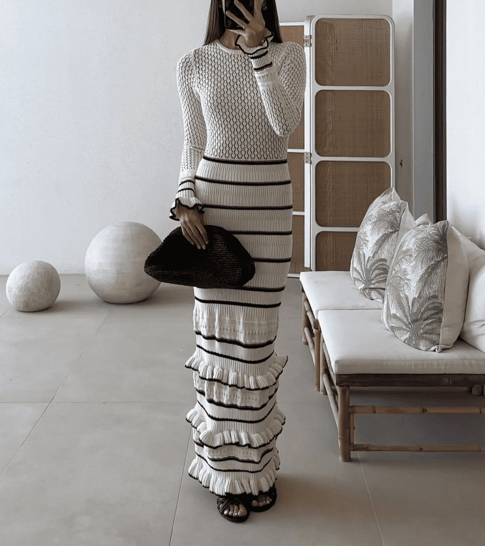 Ruffle Tight Knit Dress