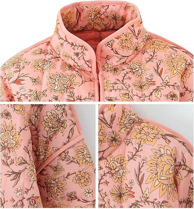 Lightweight Padded Floral PrintJacket Coat