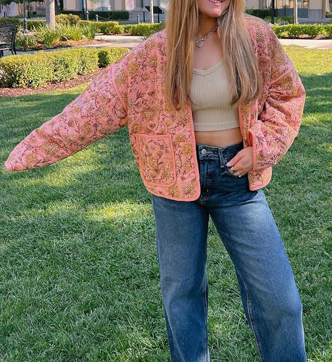 Lightweight Padded Floral PrintJacket Coat