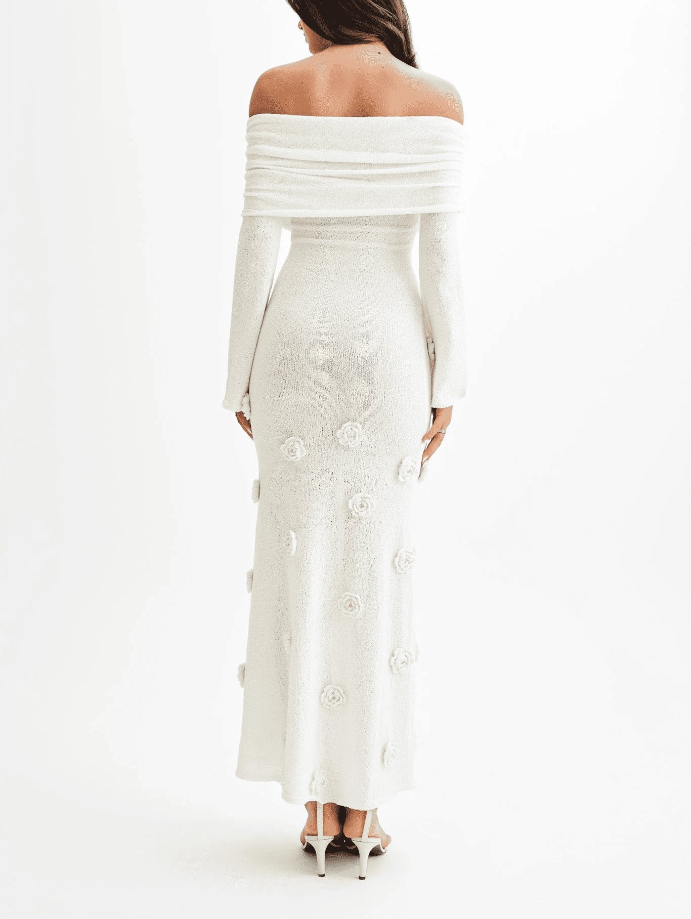Off Shoulder Knit Rose Dress