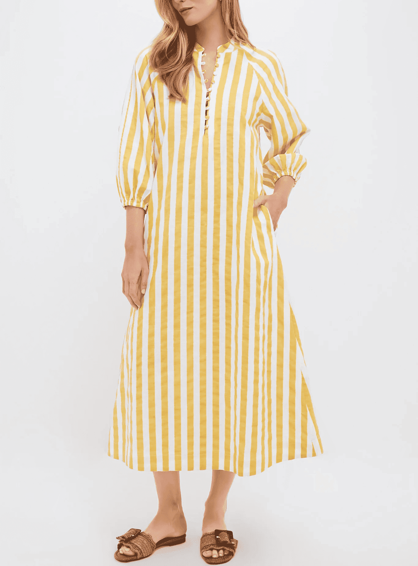 Spring Yellow Striped Dress