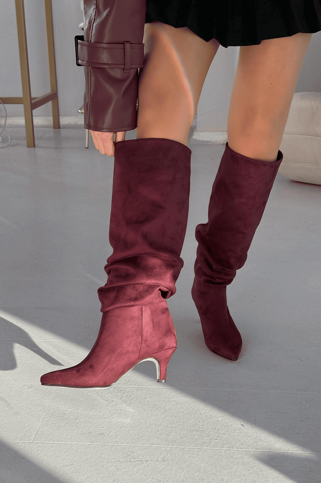 Patterned fine heeled casual women's boots