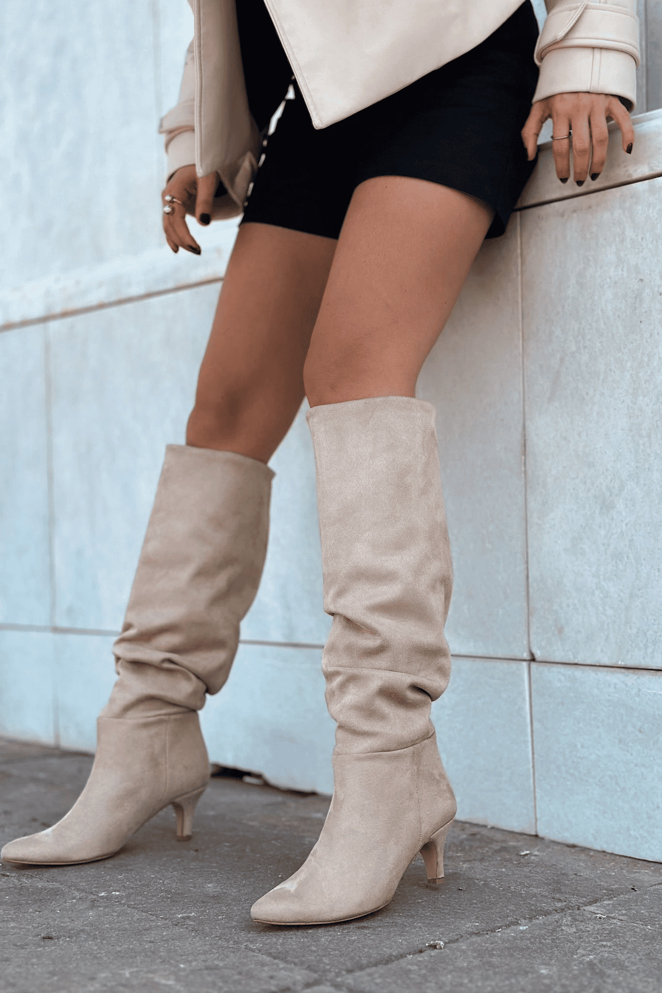 Patterned fine heeled casual women's boots