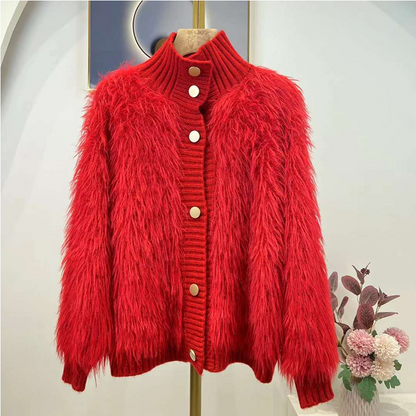 Loose Wooly Knit Jacket