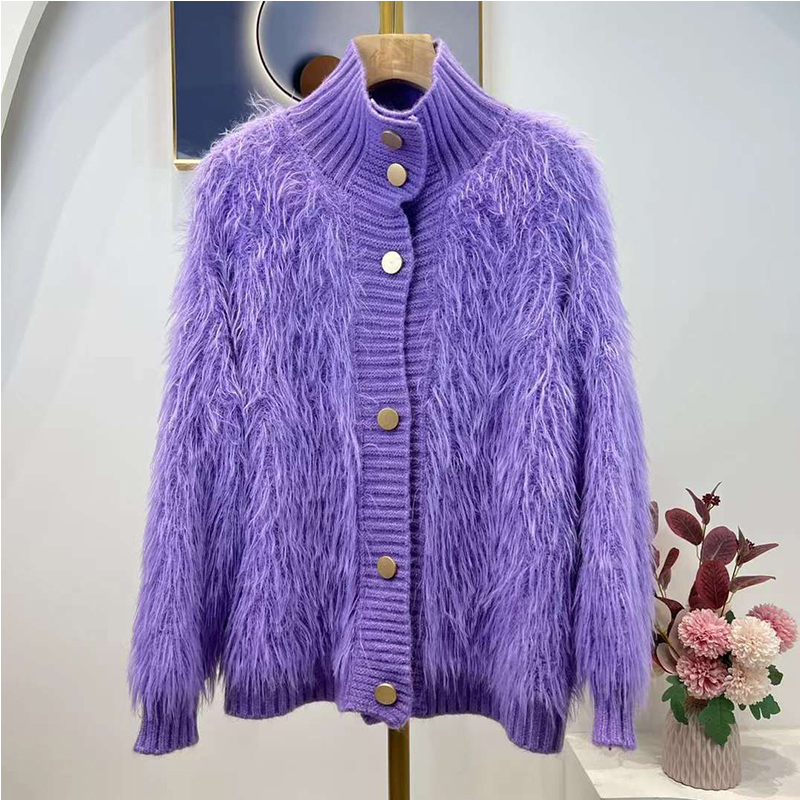 Loose Wooly Knit Jacket