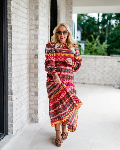 Multicolor Striped Long Sleeve Dress