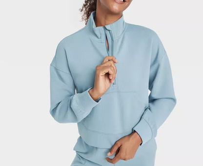 Stand-up Collar And Zipper Sweatshirt
