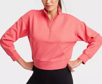 Stand-up Collar And Zipper Sweatshirt