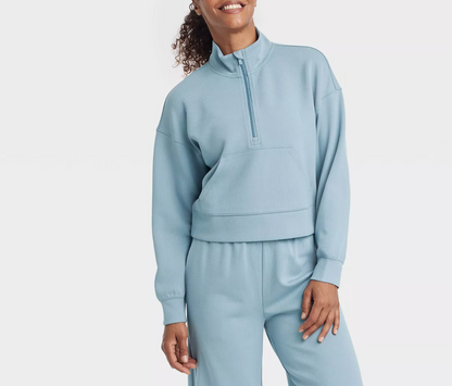 Stand-up Collar And Zipper Sweatshirt