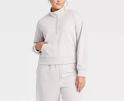 Stand-up Collar And Zipper Sweatshirt