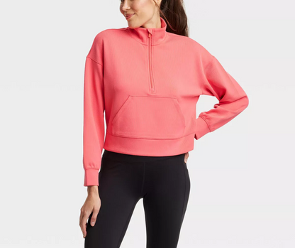 Stand-up Collar And Zipper Sweatshirt