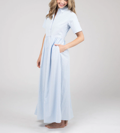 Bow Striped Half Sleeve Dress
