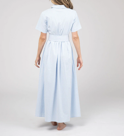Bow Striped Half Sleeve Dress