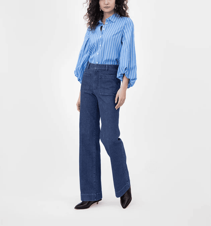 Bubble Sleeve Striped Spring Shirt