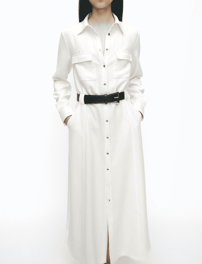 Belted Crepe Midi Dress