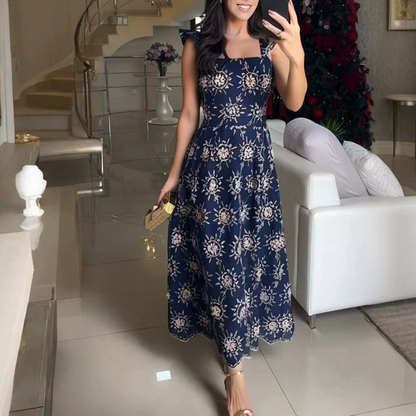 Halter Printed Waist-slimming Dress