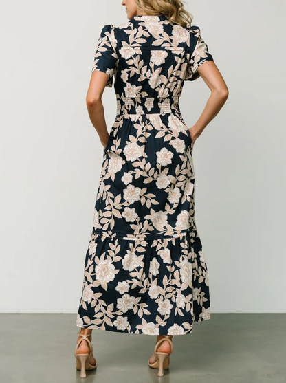 V-Neck Floral Midi Dress