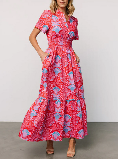 V-Neck Floral Midi Dress