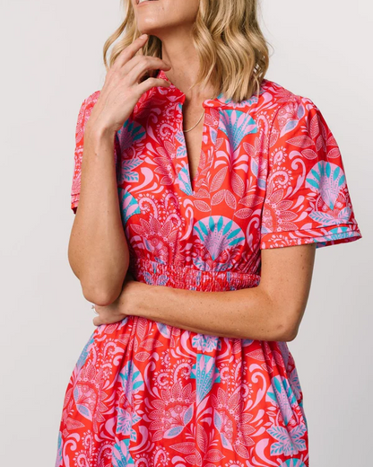 V-Neck Floral Midi Dress
