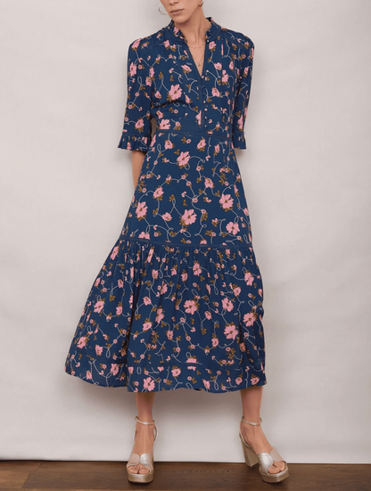 Floral V-Neck Midi Dress