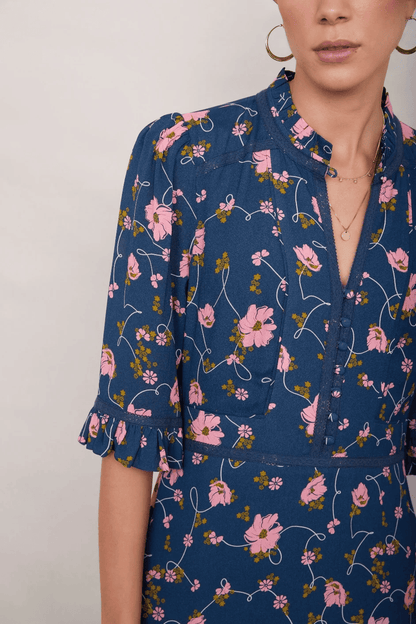 Floral V-Neck Midi Dress