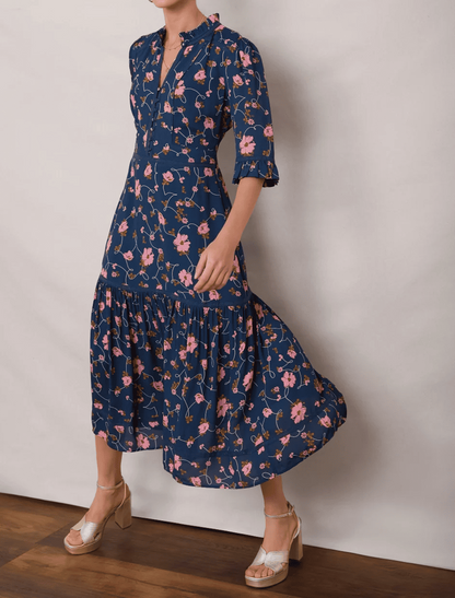 Floral V-Neck Midi Dress