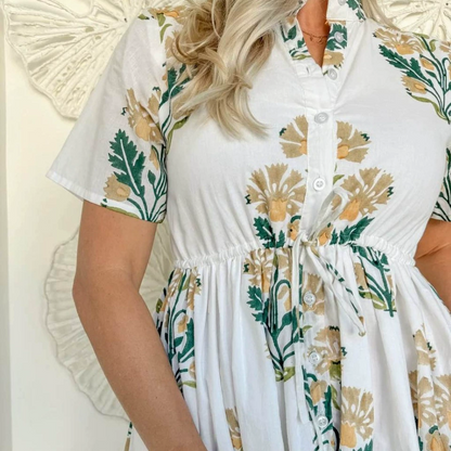 Printed Cardigan High Waist Dress