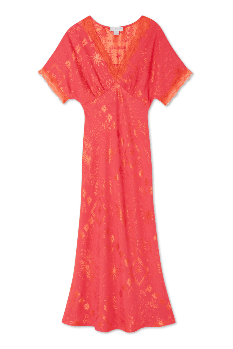 Pink Abstract Pattern Maxi Dress