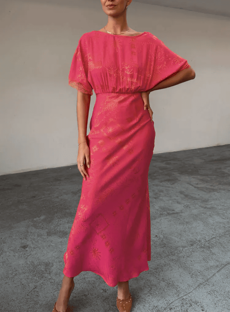 Pink Abstract Pattern Maxi Dress
