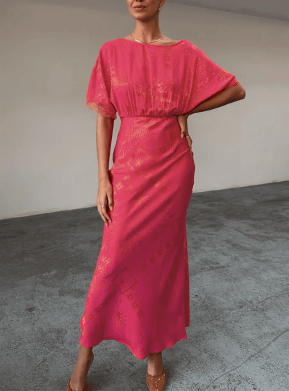 Pink Abstract Pattern Maxi Dress