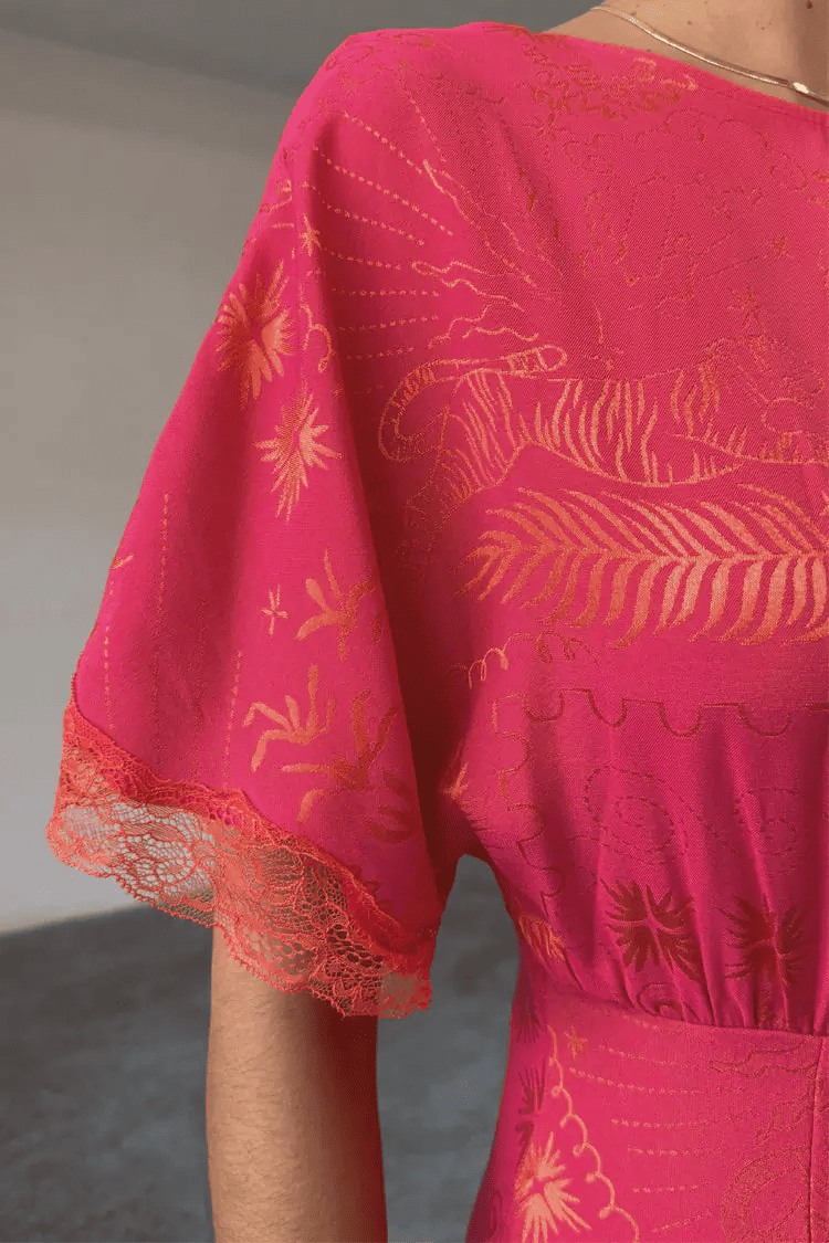 Pink Abstract Pattern Maxi Dress