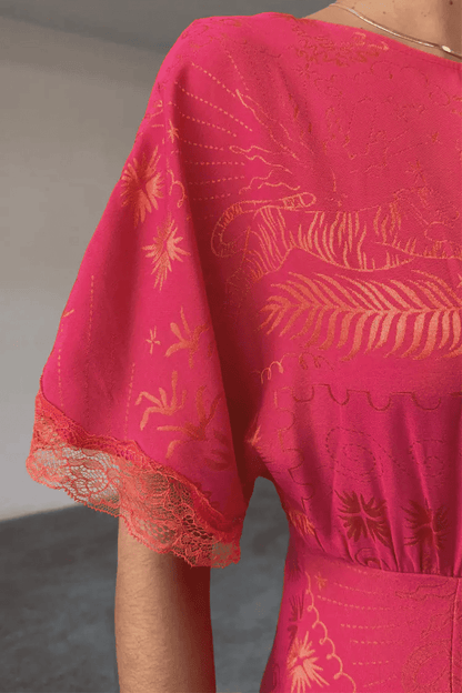Pink Abstract Pattern Maxi Dress