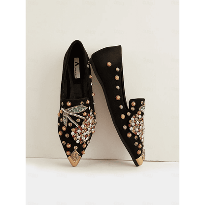 Kersen Strass Punt Toe Flats
