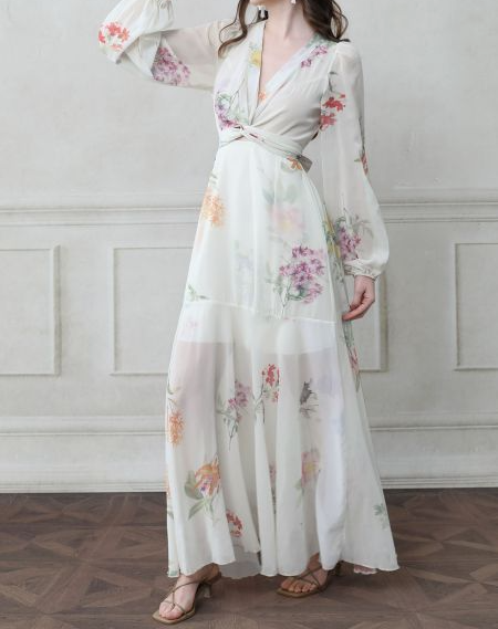 Elegant Printed Midi Dress