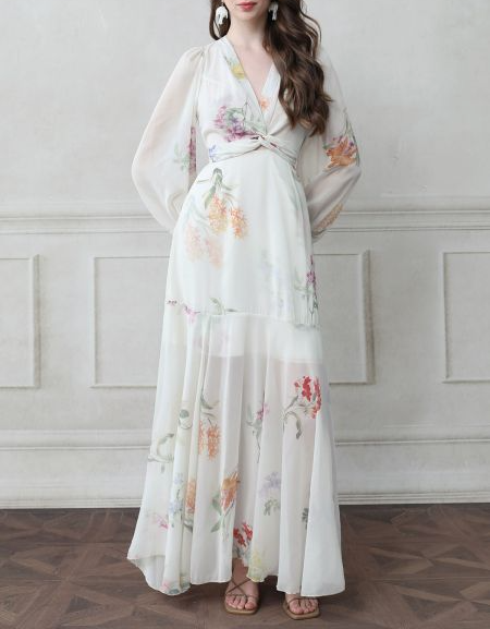 Elegant Printed Midi Dress