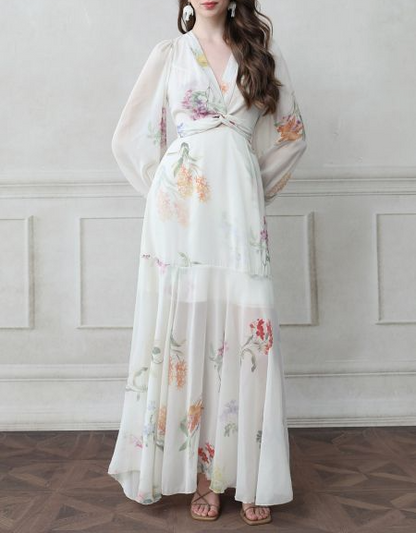 Elegant Printed Midi Dress
