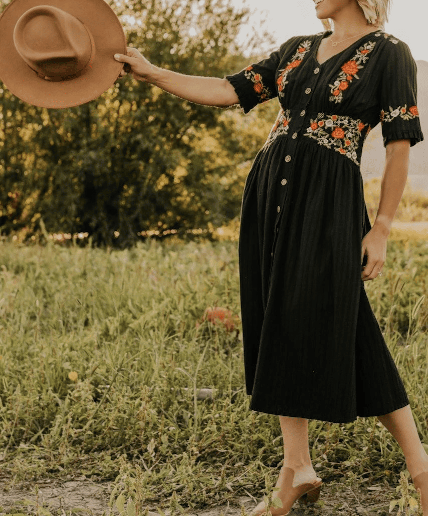 Embroidered Lace Short Sleeve Dress